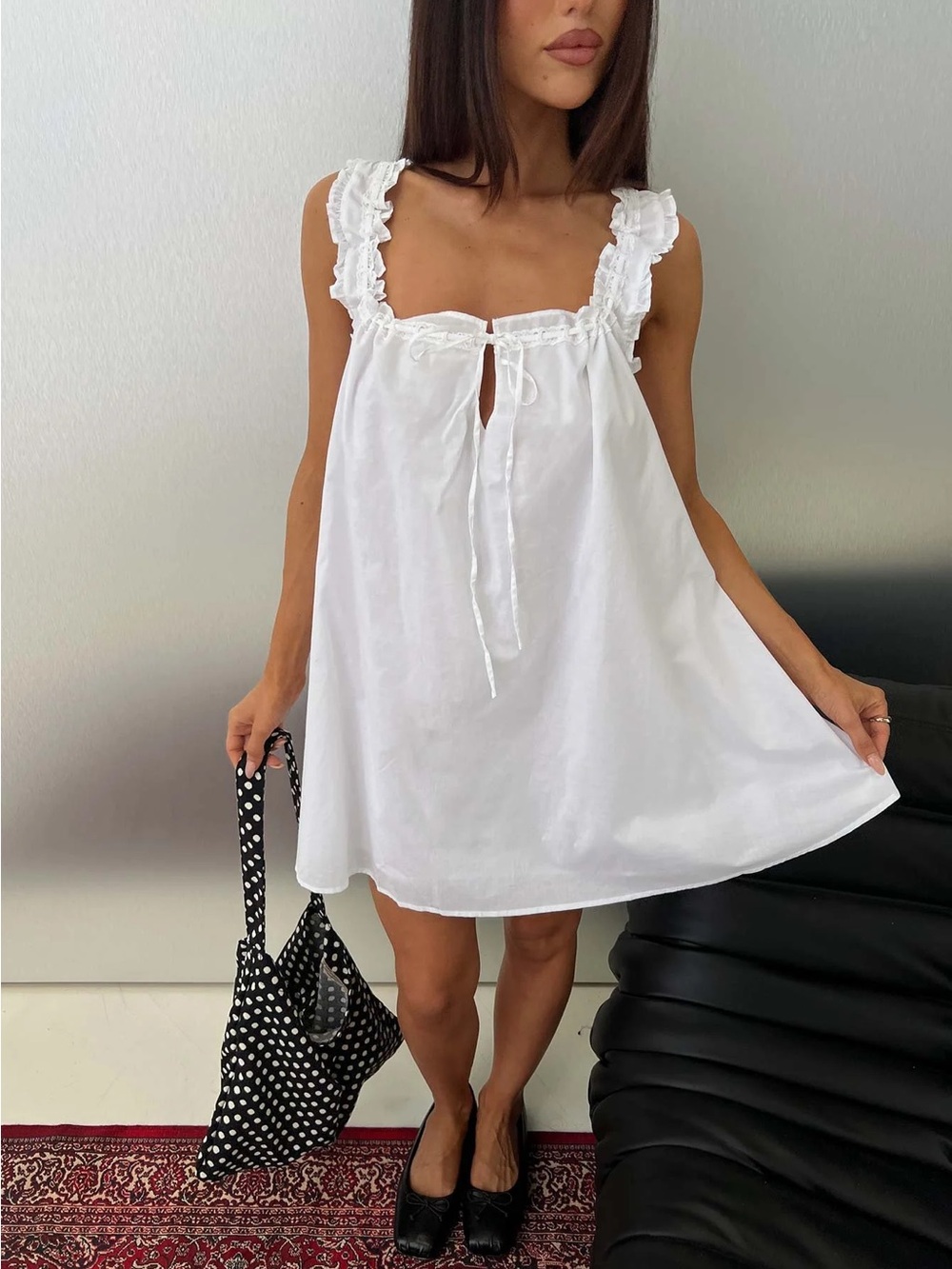 White Ruffle Strap Sundress
